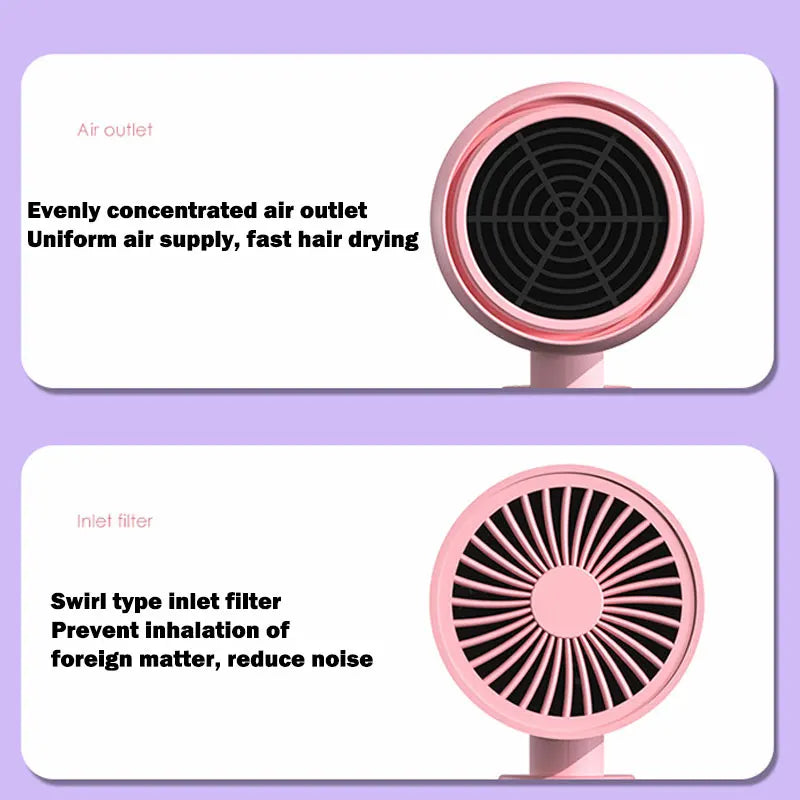 Compact Folding Hair Dryer with Ionic Care & Travel Bag
